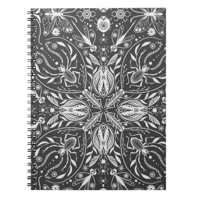 Bugs, off white on black notebook (Front)