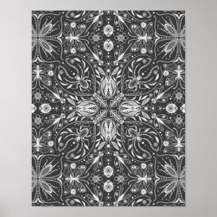 Bugs, off white on black poster