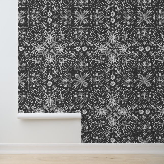Bugs, off white on black wallpaper (Application)