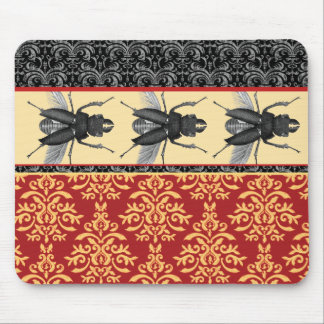 Bugs on Brocade - Elegant Damask, Creepy Beetle! Mouse Mat