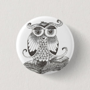 buho - owl 3 cm round badge