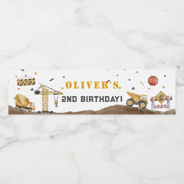 Build a Blast with Construction-themed Party Water Bottle Label (Single Label)