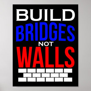 Build Bridges Not Walls Democrat Anti Trump Politi Poster