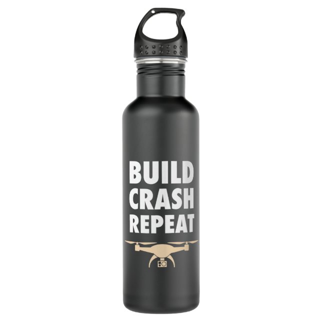 Build Crash Repeat Drone 710 Ml Water Bottle (Front)