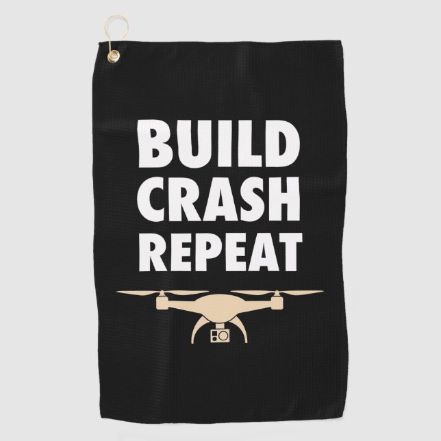 Build Crash Repeat Drone Golf Towel (Front)