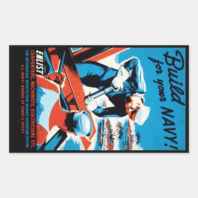Build For Your Navy Rectangular Sticker (Front)