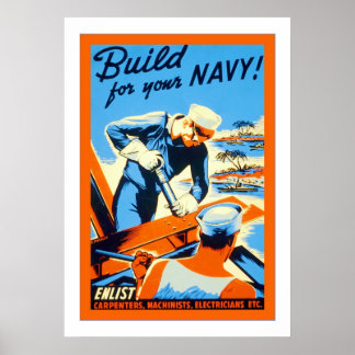 Build for your Navy! Vintage World War Two Poster