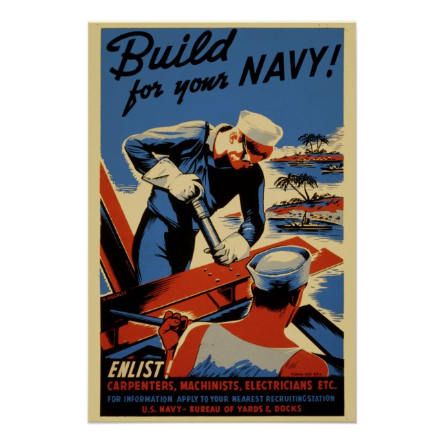 Build For Your Navy World War II Propaganda Poster (Front)