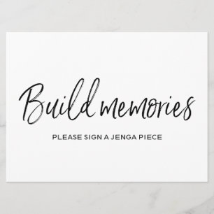 "Build memories" Jenga Wedding Sign   Stylish Invitation