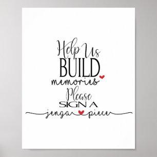build memories, sign a Jenga piece wedding sign