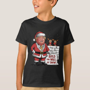 Build The Wall Of Snow Trump Santa T-Shirt