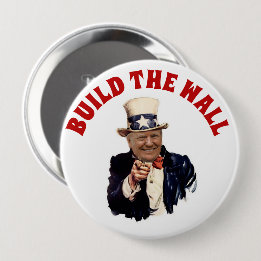 BUILD THE WALL TRUMP 2020 10 CM ROUND BADGE