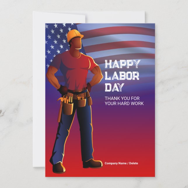 Builder and the American Flag Greeting Card (Front)