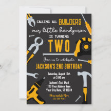 Builder Birthday Invitation, Handyman 