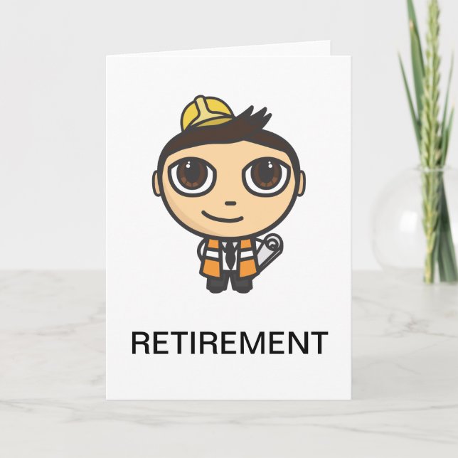 Builder Cartoon Character Retirement Card (Front)