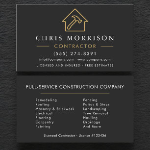 Builder & Construction Company Black Gold Business Card