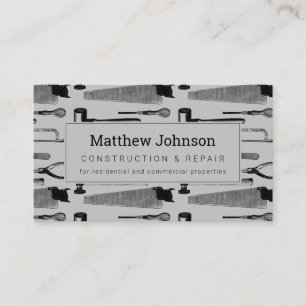 Builder Construction Professional Modern Grey  Business Card
