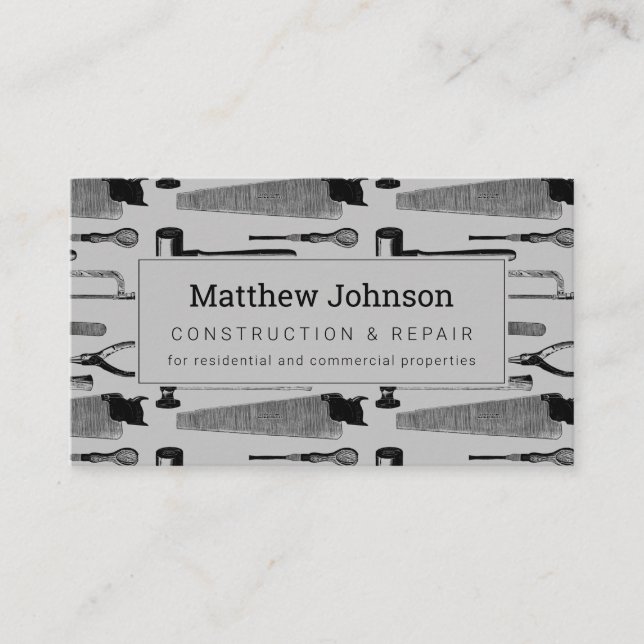 Builder Construction Professional Modern Grey  Business Card (Front)