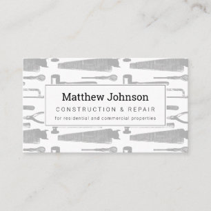 Builder Construction Professional Modern White Business Card