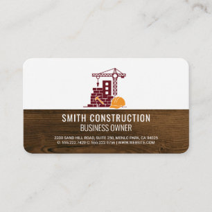 Builder Construction Site Wood Grain Business Card