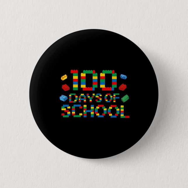Builder Fun Blocks 100th Day Of School For Boys  6 Cm Round Badge (Front)