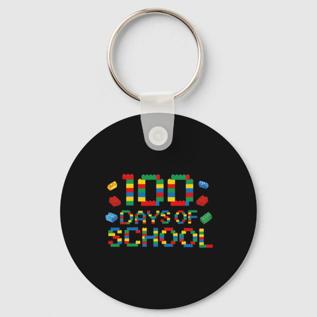 Builder Fun Blocks 100th Day Of School For Boys  Key Ring (Front)
