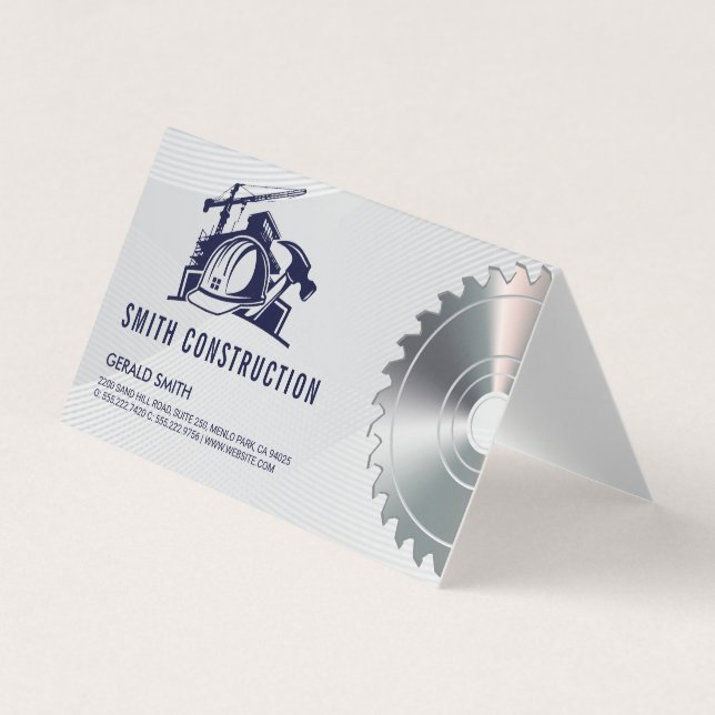 Builder Helmet Construction | Saw | Contractor Business Card (Front)