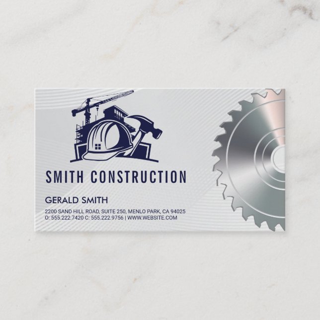 Builder Helmet Construction | Saw | Contractor Business Card (Front)