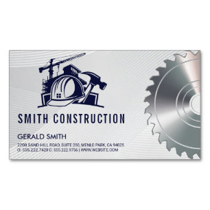 Builder Helmet Construction   Saw   Contractor Magnetic Business Card