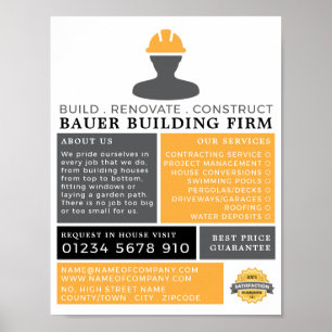 Builder Logo, Building Firm, Builders Advertising Poster