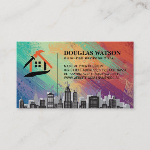 Builder Logo   City Skyline   Construction Business Card