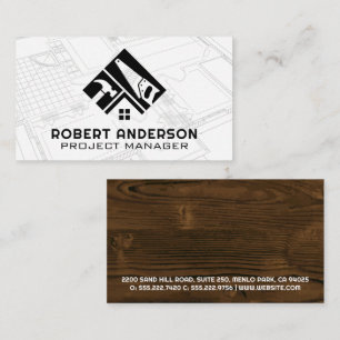 Builder Logo   Construction Tools   Blueprints Business Card