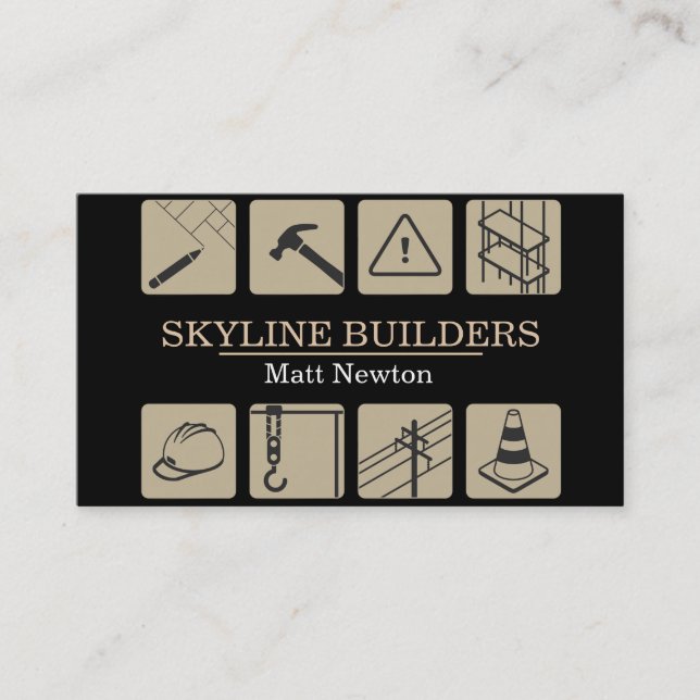 Builder Manager Construction General Contractor Business Card (Front)