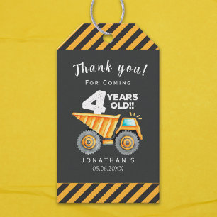 Builder-Themed Party for 4-Year-Old Boy Gift Tags