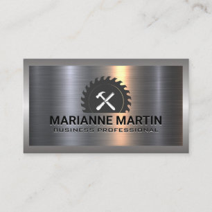 Builder Tools Logo Metal Background Business Card