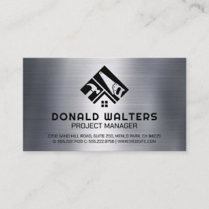 Builder Tools Logo Metallic Brushed Business Card