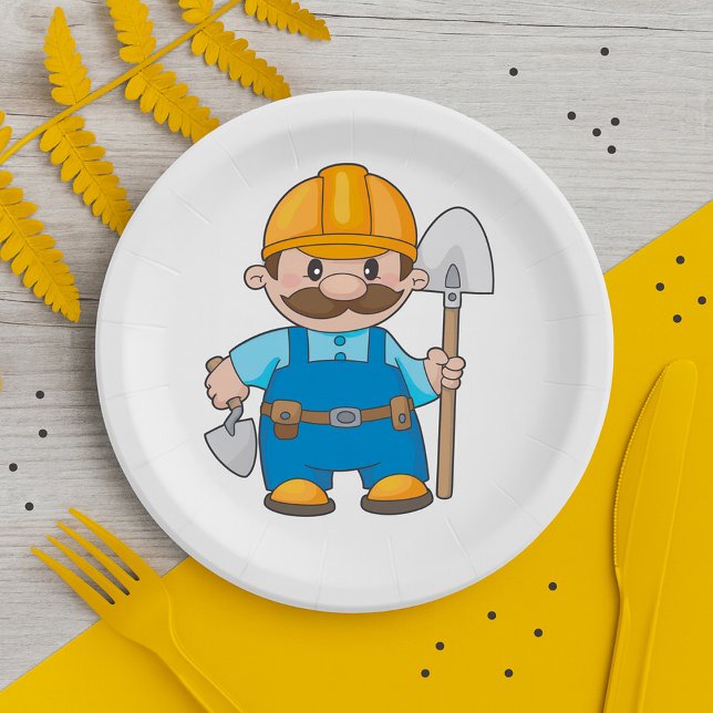 Builder With A Shovel Paper Plate (Creator Uploaded)