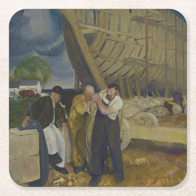 Builders of Ships - The Rope - George Bellows Square Paper Coaster (Front)