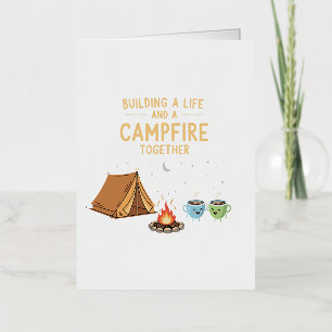 Building a Life & Campfire Together   Cute Couple  Foil Greeting Card