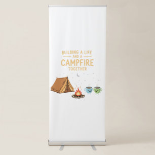 Building a Life & Campfire Together Cute Couple Retractable Banner