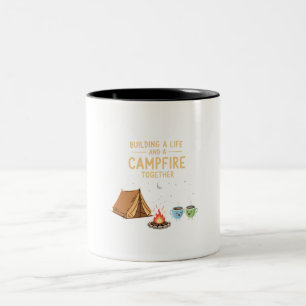 Building a Life & Campfire Together Cute Couple Two-Tone Coffee Mug