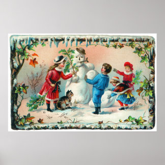Building a Snowman  c.1890 Poster