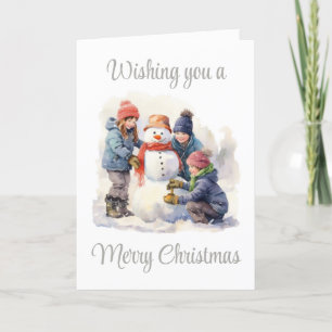 Building a Snowman Christmas Card