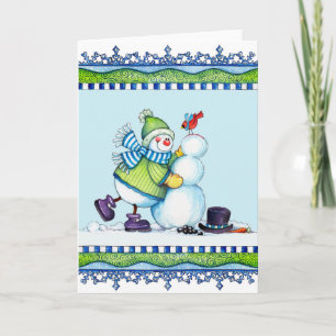 Building a Snowman - Greeting Card
