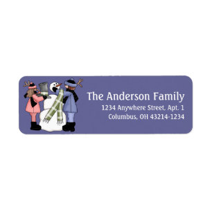 Building a Snowman Winter Return Address Label