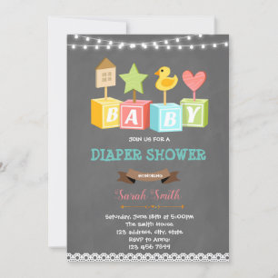 Building block baby shower invitation
