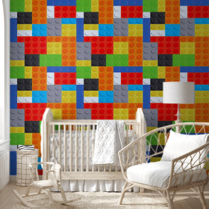 Building block blue green red white peel and stick wallpaper