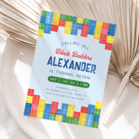 Building Block Boy Birthday Party Invitation