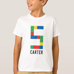 Building Block Party Shirt for 5th Birthday
