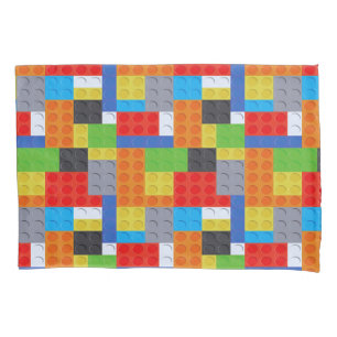 Building block red blue green yellow orange pillowcase